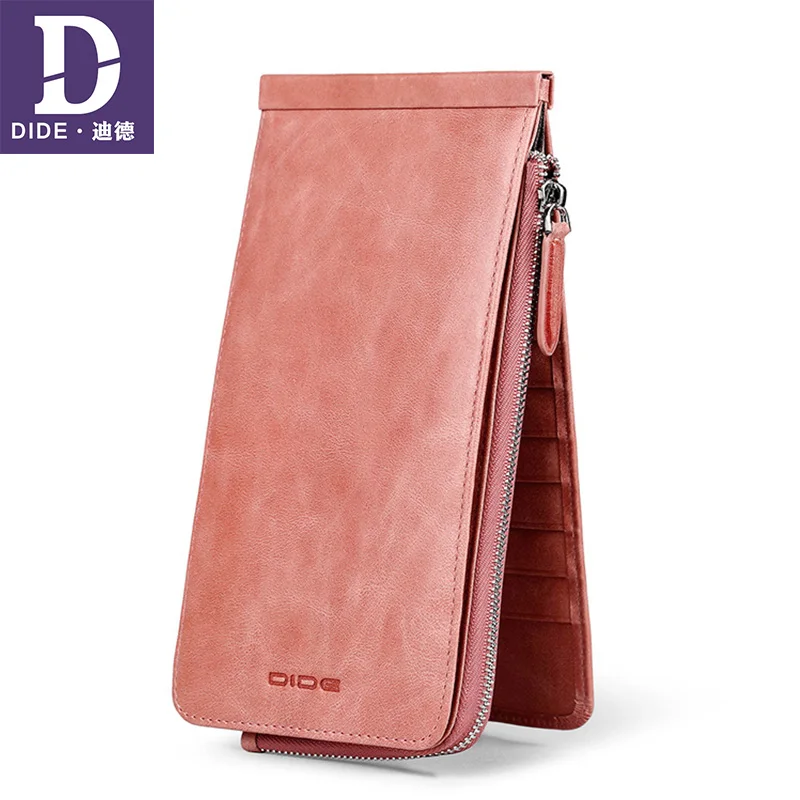 

DIDE moda mujer 2018 Women Clutch Wallet Genuine Leather Wallet Female Long Wallet Lady Zipper Purse Coin Purse