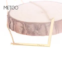 METOO новый кулон платье Золотая цепь ожерелья V Форма колье с заказным именем для женщин и детей я «Love You Mom» Цепочки и ожерелья