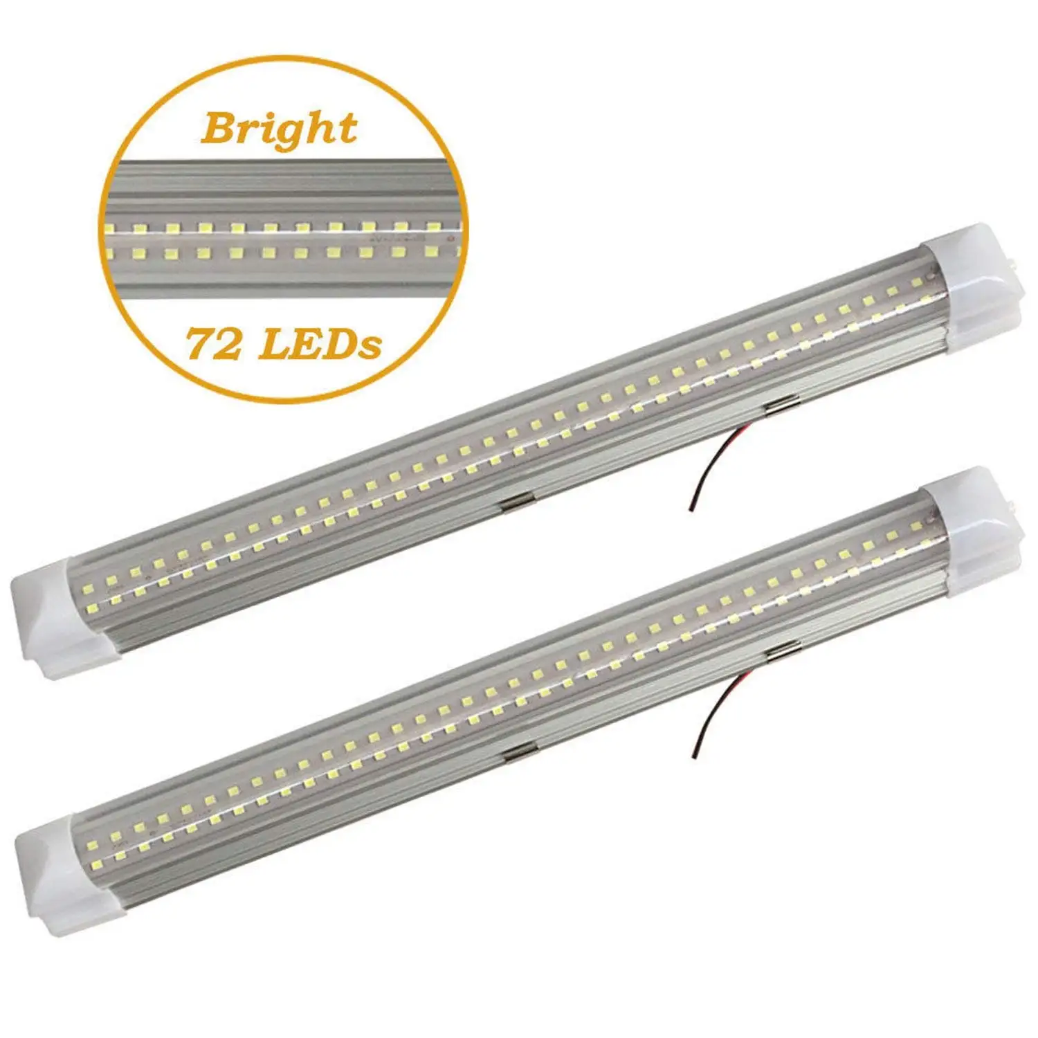 

2 x 4.5W 72LED white car interior light strip indoor lamp cabin light truck room lamp with 2 sticker tape switch