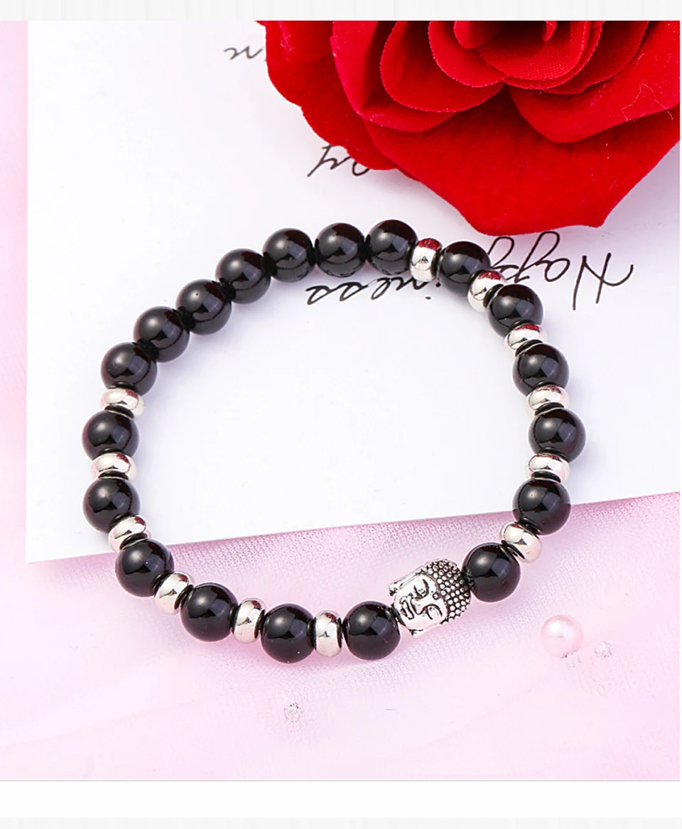 New Fashion Selection Stone Handmade Couple Eaded Bracelet Energy Buddhas Head Chakra Bracelets Male And Female Aura Buddha (1)