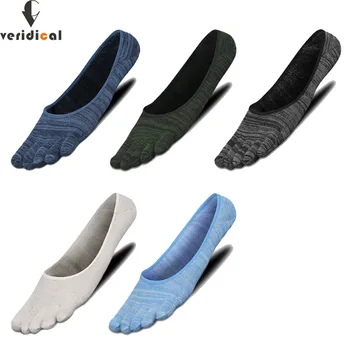 

VERIDICAL good quality invisible toe socks men colorful fashion ankle five fingers socks for boy 5 pairs/lot men non-slip meias