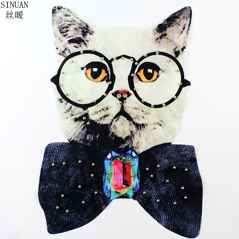 

SINUAN Cat Patch Sew-On Patch Beaded Patches For Clothing Handmade Clothes Applique 1Pieces Diy Garment Accessories Decoration