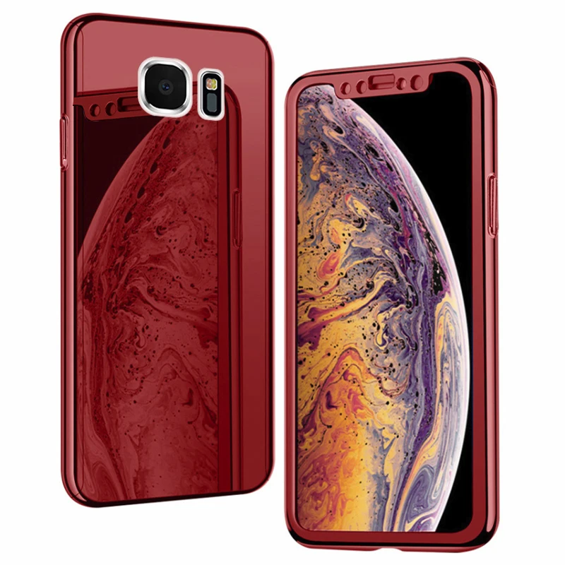 Чехол накладка для Samsung galaxy S7 Edge s 7 S7edge с зеркальным покрытием 360 защитная задняя