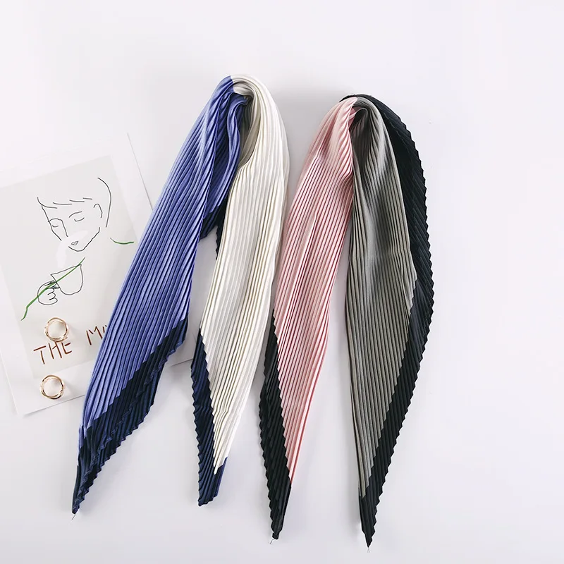 

New Wrinkle Square Scarf Women Small Scarf Spring Thin Skinny Multi-functional Ladies Party Headscarf for Bag Scarves