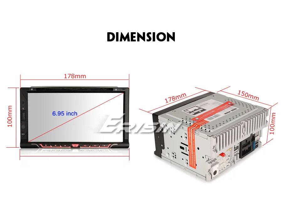 Sale Erisin ES4837U 6.95 inch car dvd player android 9.0 2G RAM PX30 DAB OBD WIFI 3G for universal cars 17