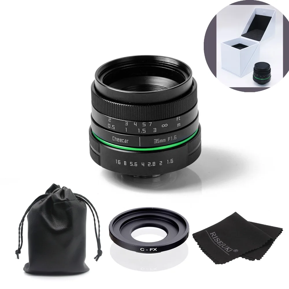 

New green circle 35mm APS-C CCTV camera lens For Fujifilm X-E1,X-Pro1 with C-FX adapter ring +bag +gift +big box free shipping