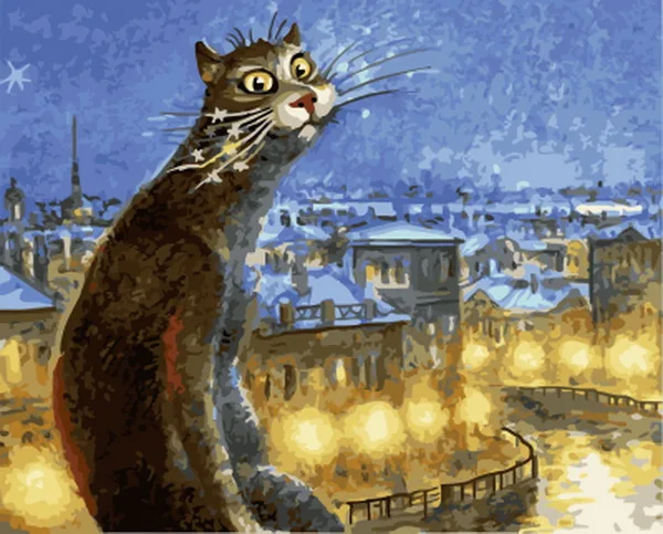 Набор для рисования по номерам на холсте kitty без рамки | Дом и сад