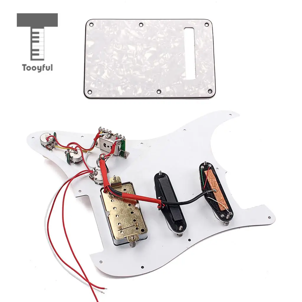 Tooyful 3ply Loaded Prewired Pickguard SSH Pickup with Back Plate for ST Electric Guitar Parts