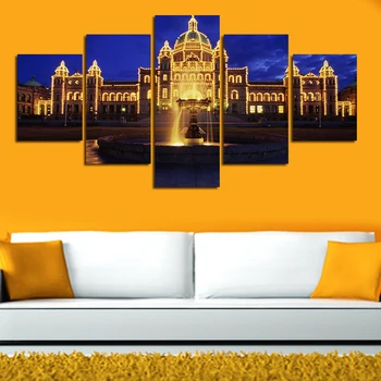 

New Hot Framed 5 Pcs Large HD Building With No Frame Canvas Print Painting For Living Room Wall Art Picture Gift Decoration Home