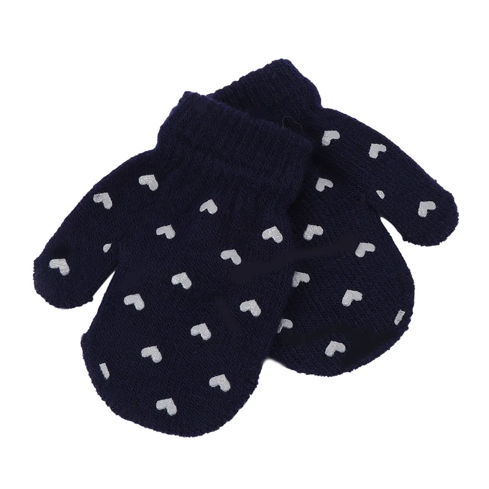 Милые детские варежки, детские зимние вязаные перчатки для мальчиков и девочек, мягкие теплые варежки в горошек со звездами и сердечками - Цвет: 4