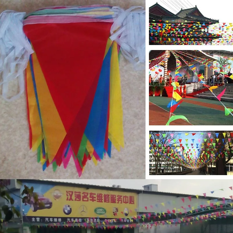 

150flags big size 20*31CM multicolor Christmas Festival Married pennant Flags Wedding Bunting triangular string Flag Decoration