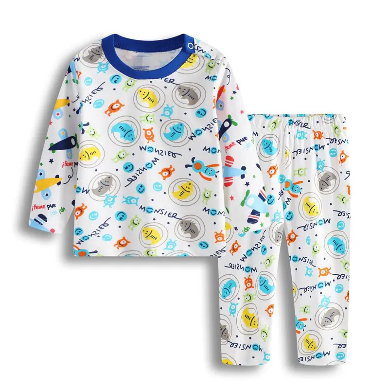 2018 Autumn Winter Newborn Baby Boys Girls Clothing-Set Cotton Kids Flowers Fish Airplane Princess Car Pajamas clothes suit (11)