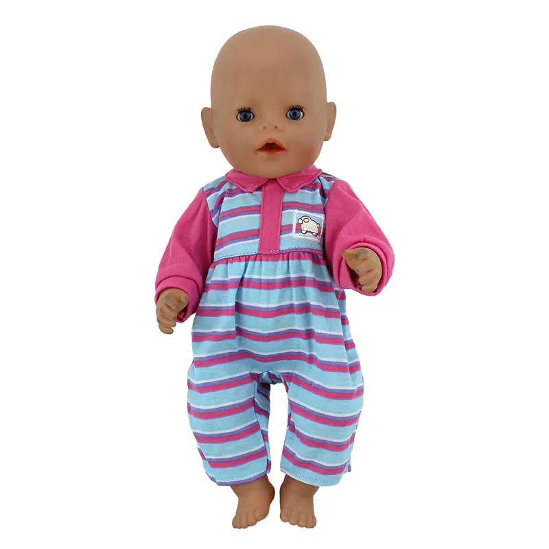 Meired-grid-jumpsuits-Wear-for-17-inch-43cm-baby-doll-Children-best-Birthday-Gift