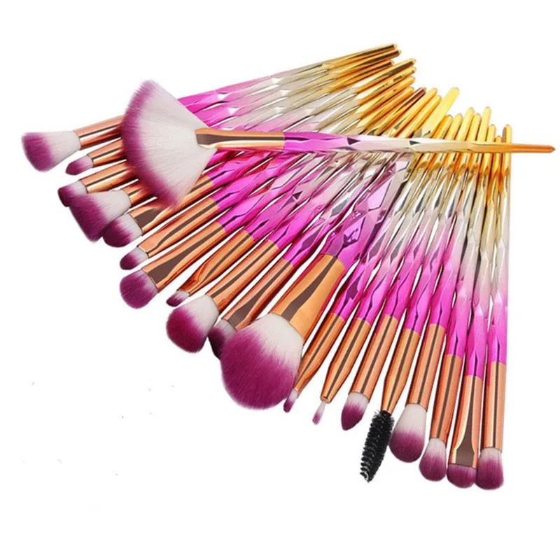 

20PCS Diamond Makeup Brushes Set Sculpting Cosmetic Brush Eye shadow Eyeliner Eyelash Powder Brush Tools pincel maquiagem