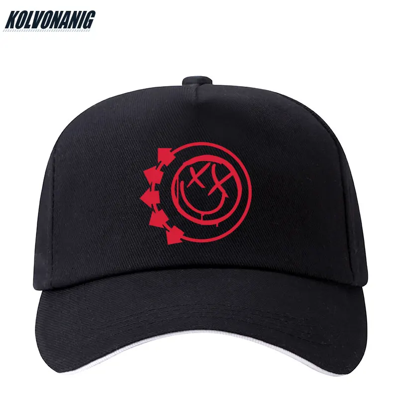 Летняя бейсболка BLINK-182 с принтом рок-группы, хлопковая бейсболка для мужчин и женщин со смайликом, забавная Кепка для папы, Регулируемая Кепка с костями, Masculino - Цвет: Black 04