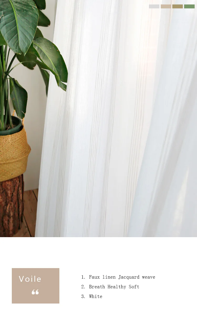 _01 White Tulle Curtains For Livingroom Striped Voile