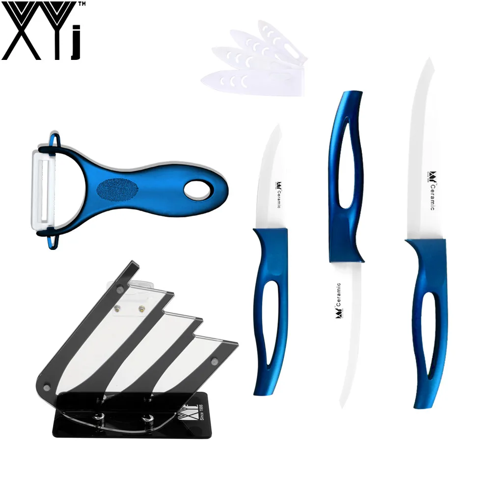 Ceramic Knives Blue Hollow Handle White Blade 3, 4, 5, Inch Knife Set