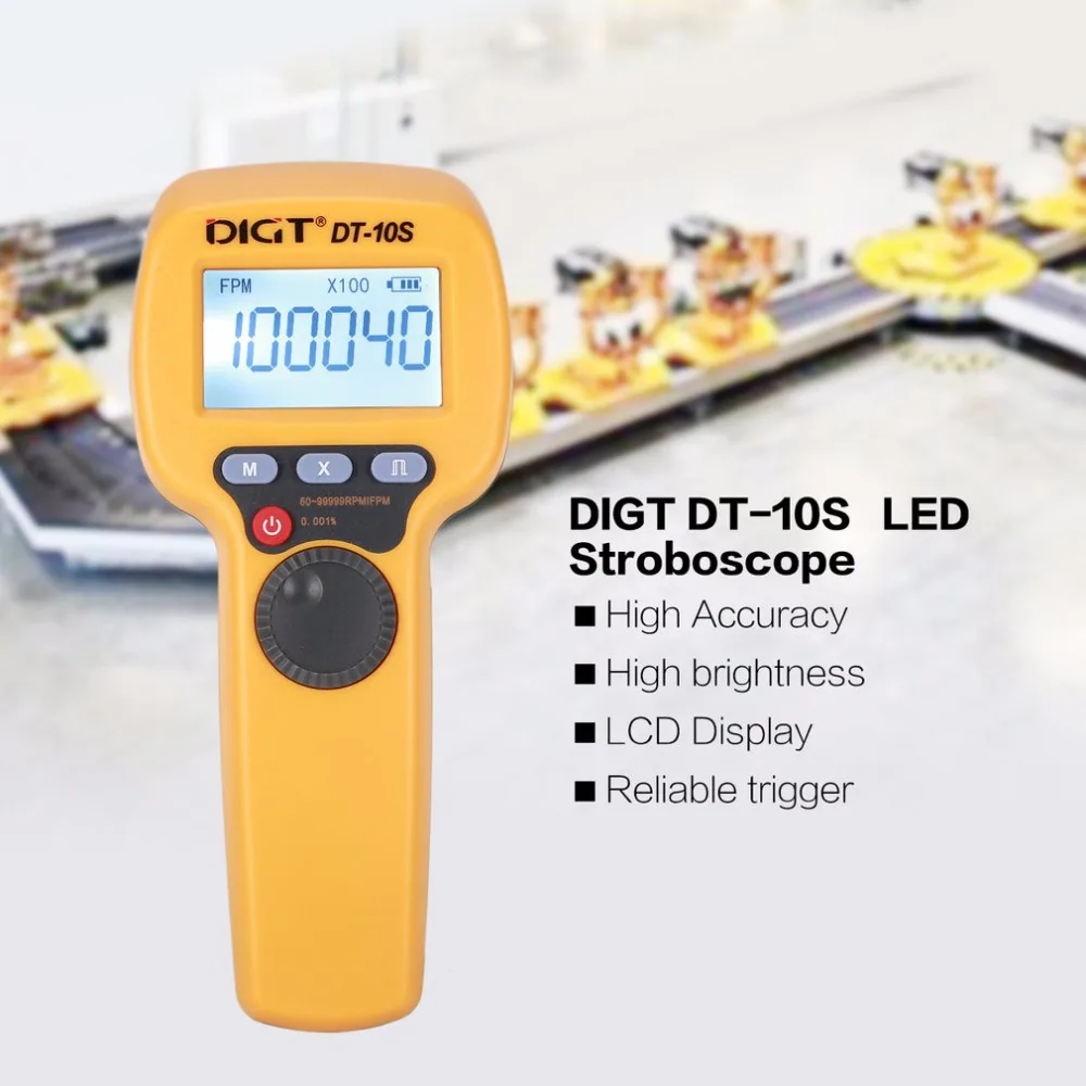 DIGT DT-10S 7,4 V 2200mAh 60-49999 Strobes/min 1500LUX ручной работы светодиодный стробоскоп измерение скорости вращения вспышка велометр