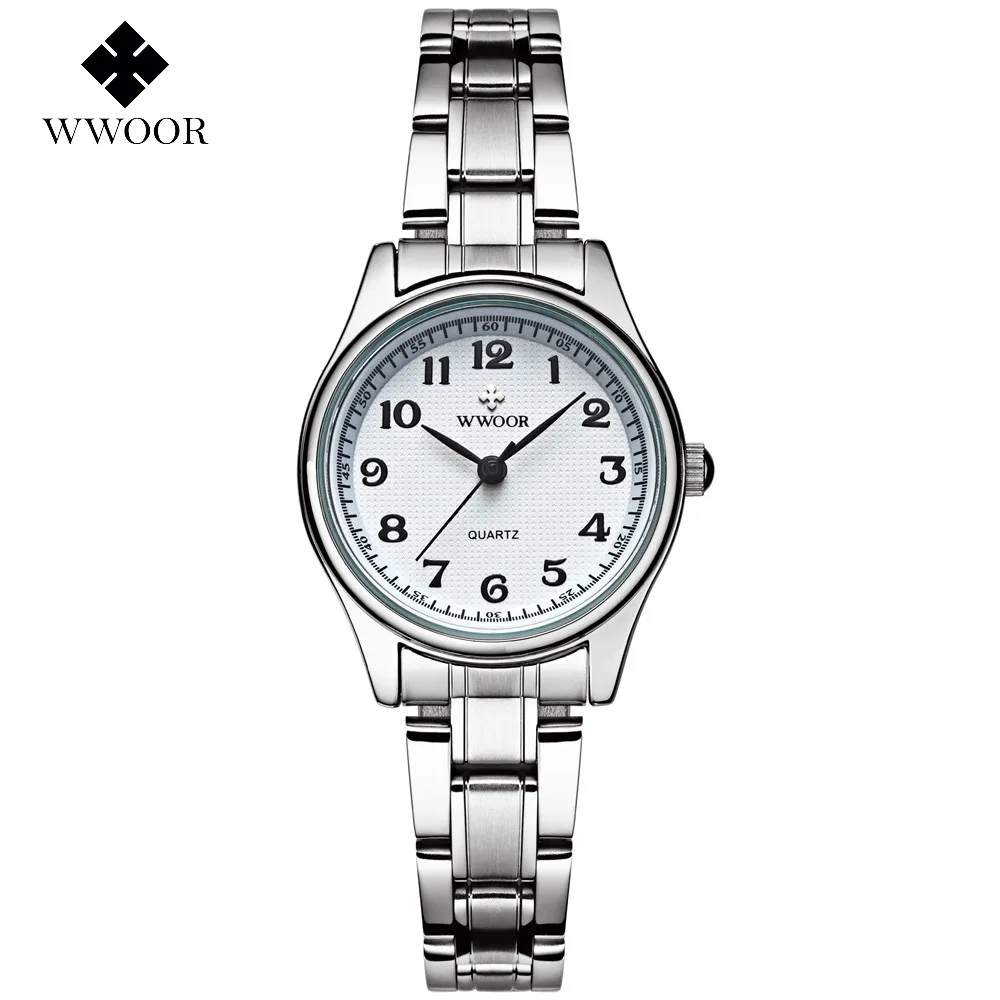 

WWOOR Ladies Famous Wristwatch Female Wrist Watch Women Brand Quartz Watch Girl Quartz-watch Montre Femme Relogio WR8805-B-White