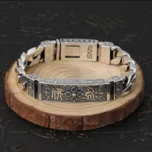 Браслет Будды, персонализированный браслет на запястье для мужчин, серебряный 925, браслет 12 мм