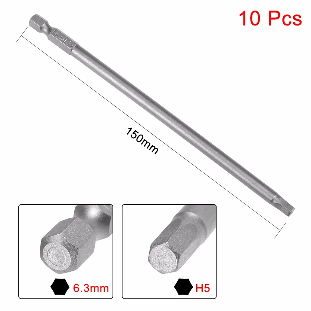 UXCEL 10 шт 65/100/150 мм 1/4 "Шестигранным хвостовиком H1.5/3/4/5 ШЕСТИГРАННЫЕ наконечники отвертки S2 высоколегированной Сталь DIY отвертка Replacemet