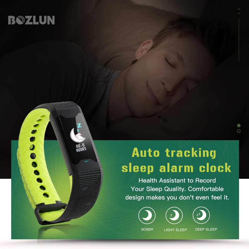 BOZLUN Sports Smart Bracelet Heart Rate Tracker Fitness Blood Pressure Medical level Wristband Sleep Monitor Smart Watch Men B31