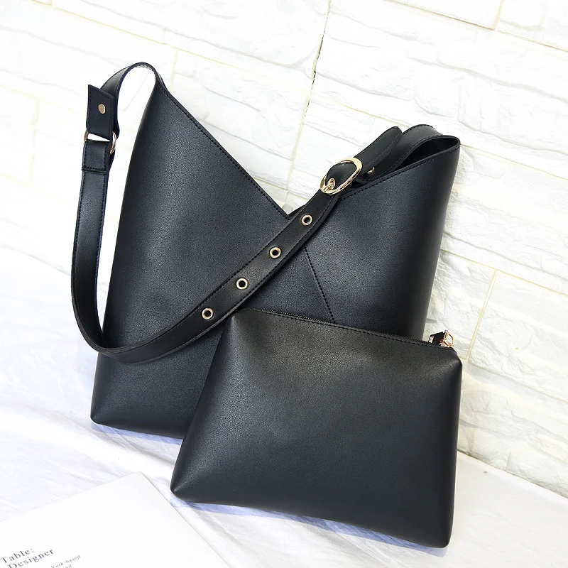 

2018 Autumn Winter Women PU Leather Handbags Black Shoulder Bags Luxury Design Lash Package a015