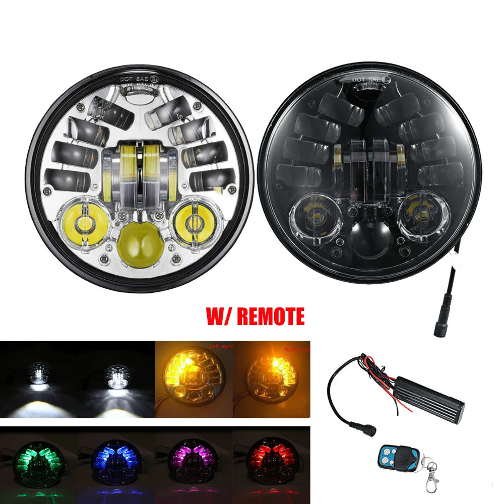 

Ironwalls 5.75" 5 3/4" H4 Motorcycle Led Headlight Projector HeadLamp Bulb With Turn Signal For Harley Davidson Bobber Touring