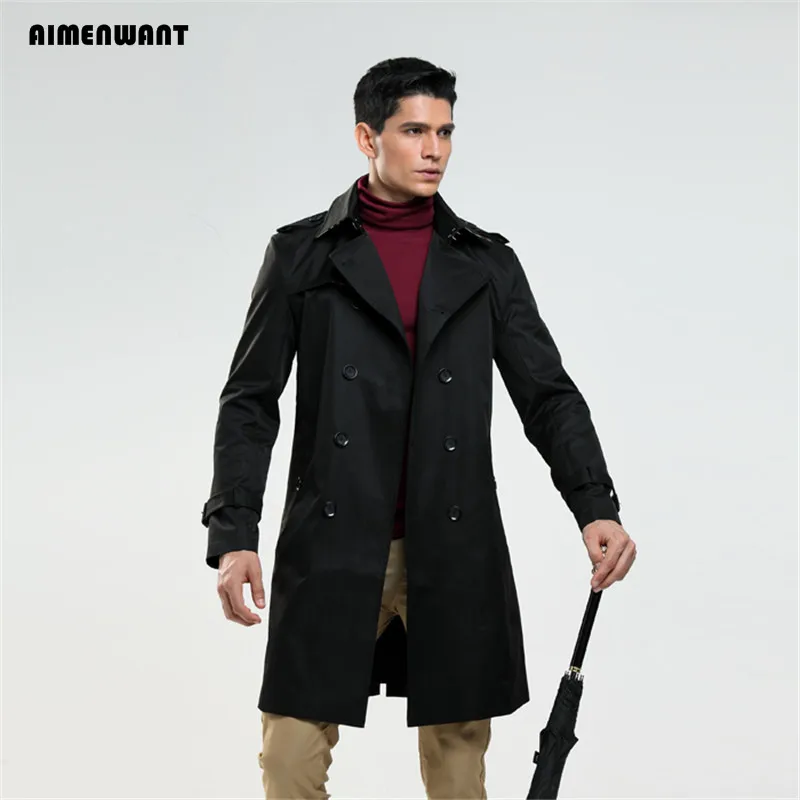 Trench Coat Men Size Custom-tailor England Double-breasted Long Pea Coat Slim Fit Classic Trenchcoat As Gifts