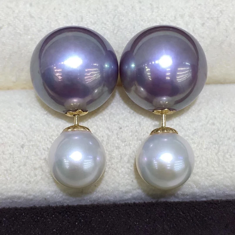Dior 18k gold dauble purple pearls stud earring (2)