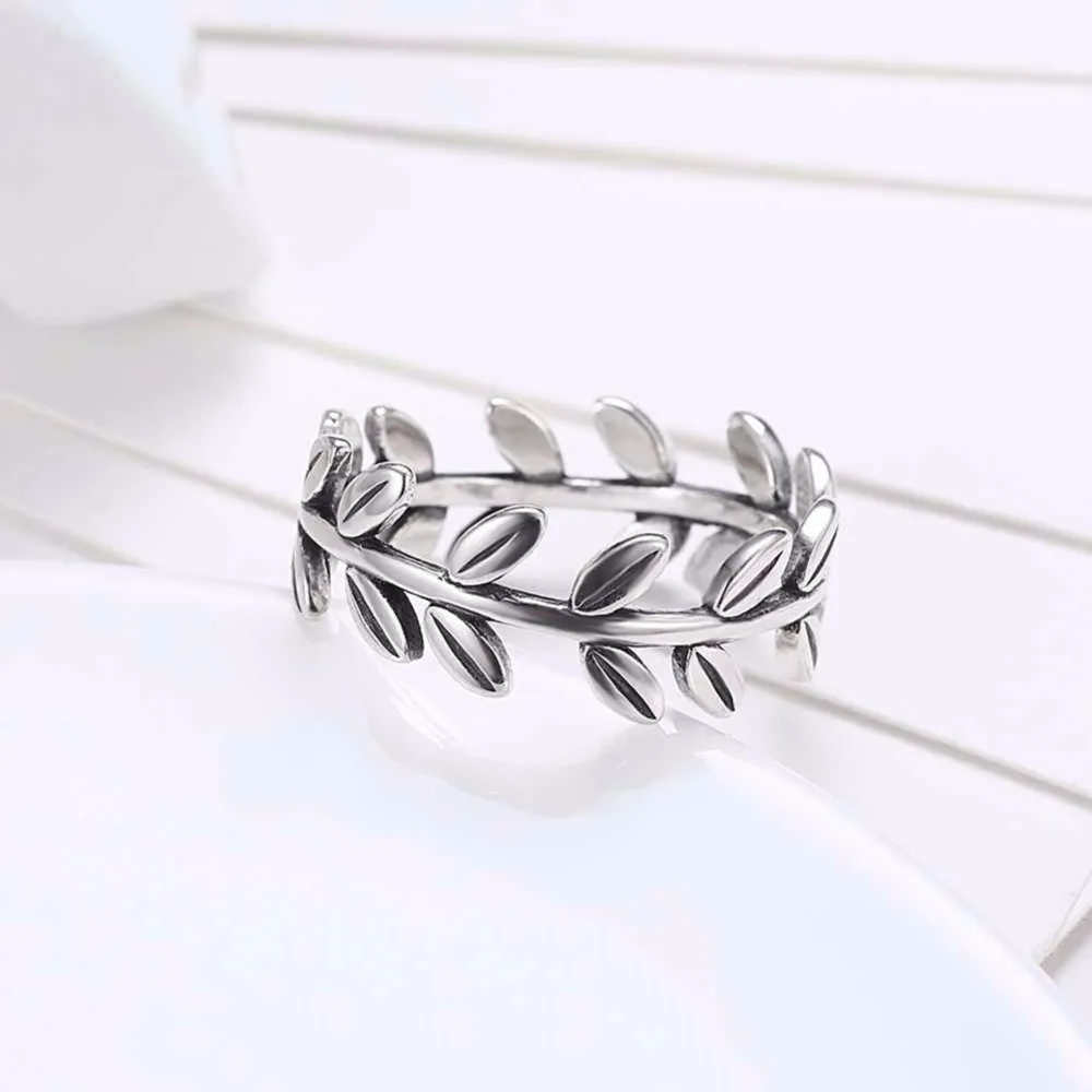 Solid 925 Sterling Silver Ring Leaves Shape OL Accessories Jewelry Rings For Women (JewelOra RI102591)