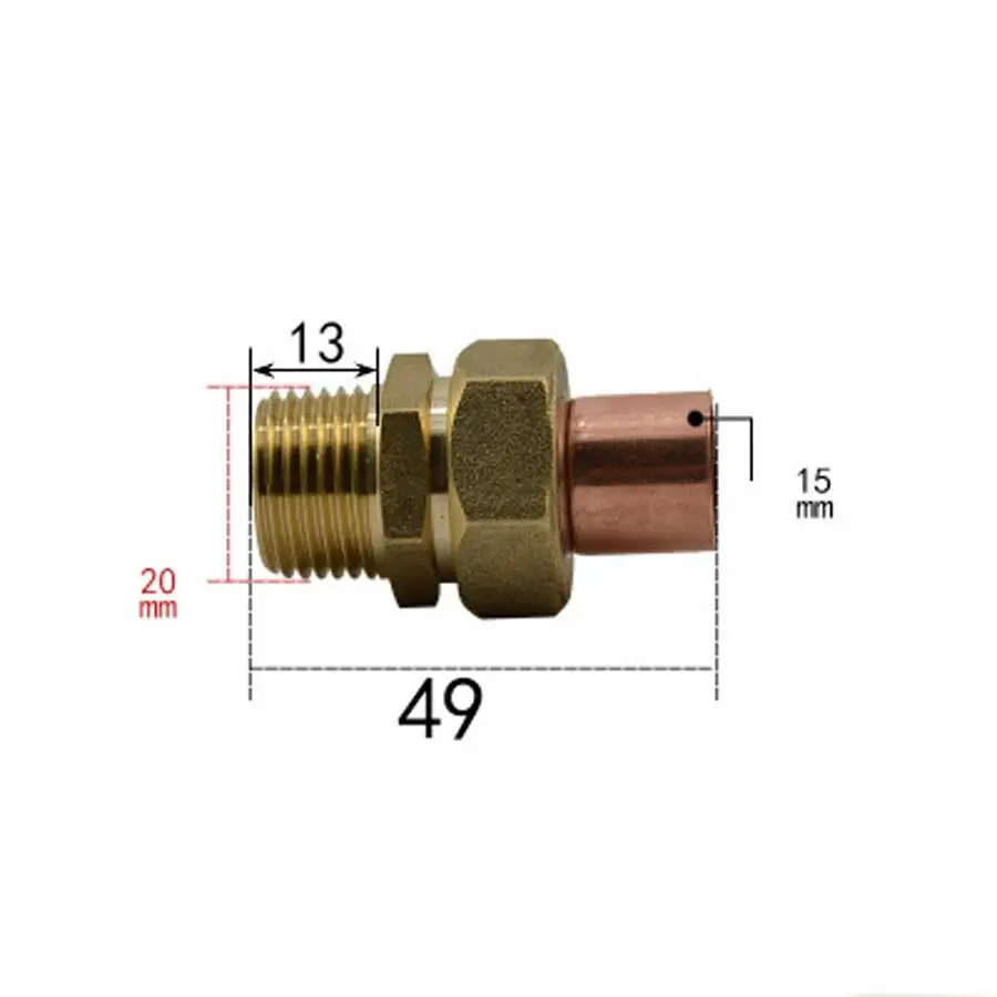 DN15 G 1/2 &quotBSPP Мужской x медный внутренний диаметр 15 мм латунный концевой фитинг