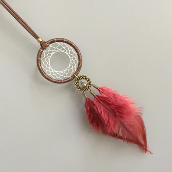 

Hand for vintage feather tassel long design sweater necklace Retro Dream Catcher Necklace Feather Necklaces