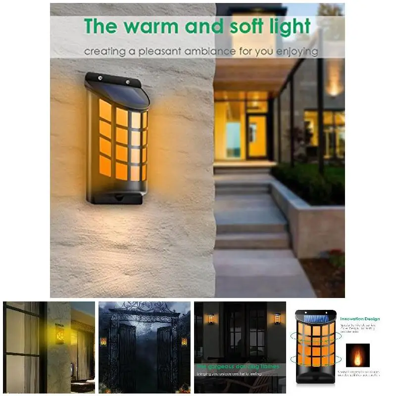 

1/2/4 Pcs Solar Light Path Flame Light 66 LED Flickering Outdoor Waterproof Fence Garden Wall Lights _WK