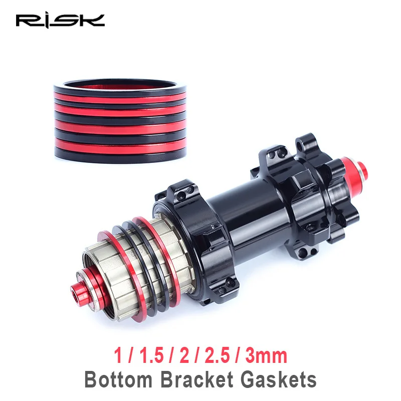 

RISK 15pcs MTB Bottom Bracket Washer Bicycle Flywheel Hub Spacer Gasket Aluminium Alloy Bike Washer 1/1.5/2/2.5/3mm