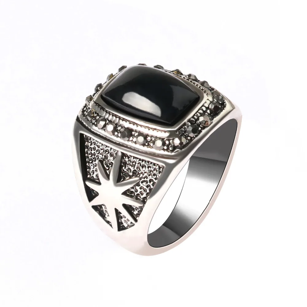 

Thailand Silver Rings With Black Gem for Man Handmade Jewelry Nice Gift
