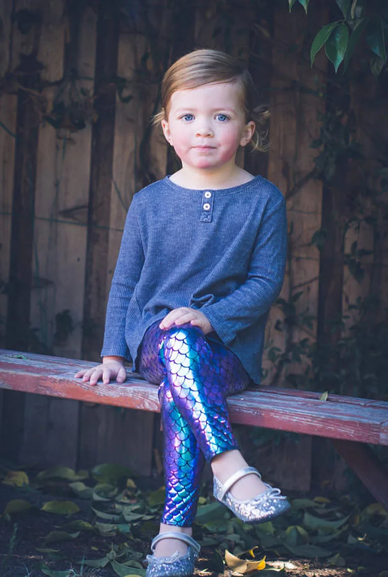 Kid Baby Girl Mermaid Bling Long Pants Babies Fish Scale Leggings