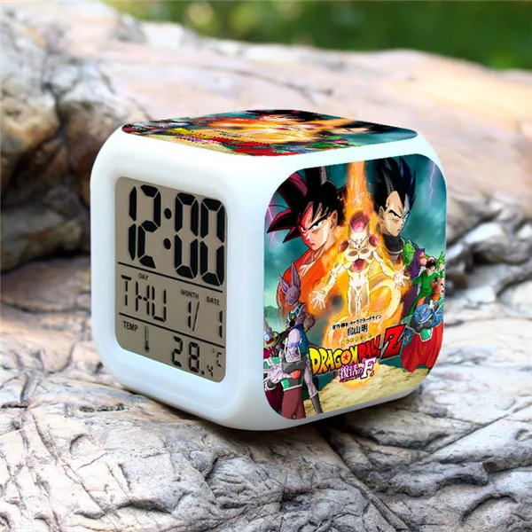 Dragon Ball Z серии LED 7 цветов вспышки света цифровой будильник Дети Часы Фигурки игрушки для детей - Цвет: Прозрачный