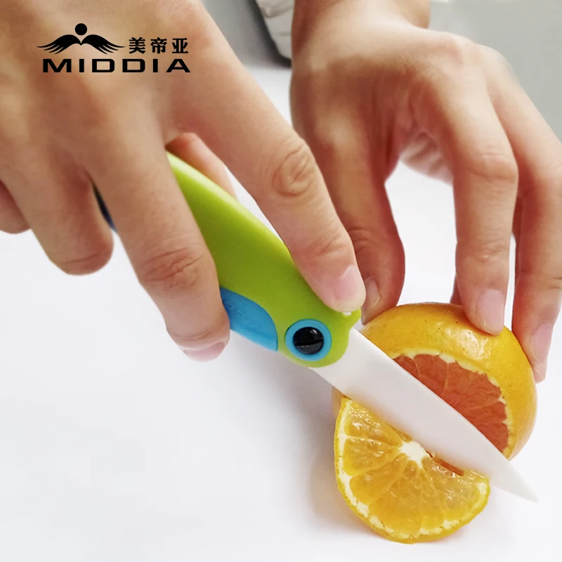 

Ceramic Pocket Knife Folding Foldable Fruit Knife Paring Knives in cute bird appearance safty knife for baby