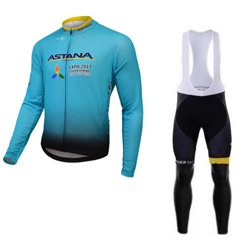 

2019 winter Astana Cycling Jersey Long sleeve set MTB Bike Clothing Maillot ropa ciclismo hombre Bicycle Wear 12D GEL bib pants