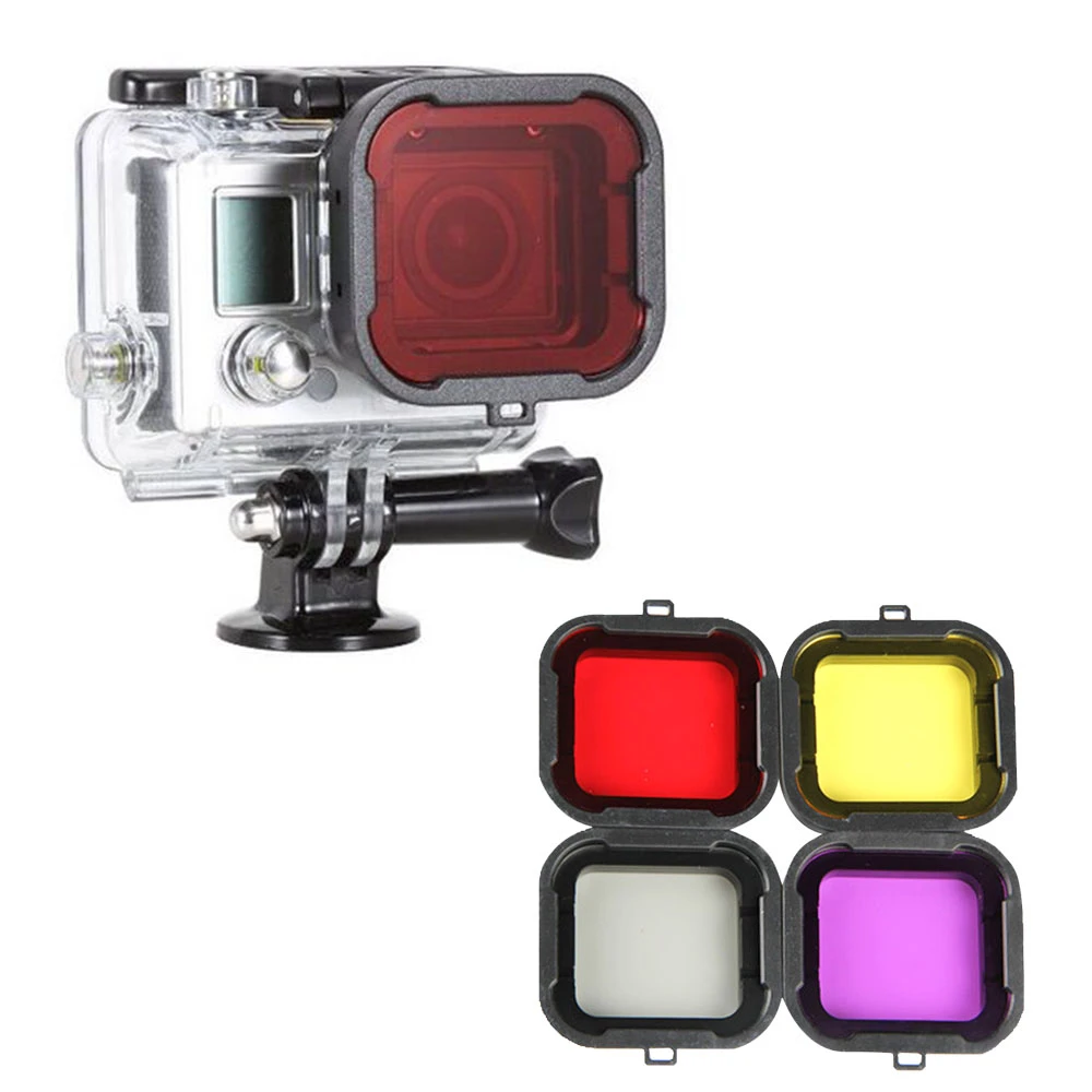 Gosear Filtros de buceo para GoPro Hero 4, 3, Go Pro, Hero4, Hero3, accesorios Filtro, 4 Uds.|for gopro hero|gopro 4 heroscuba -
