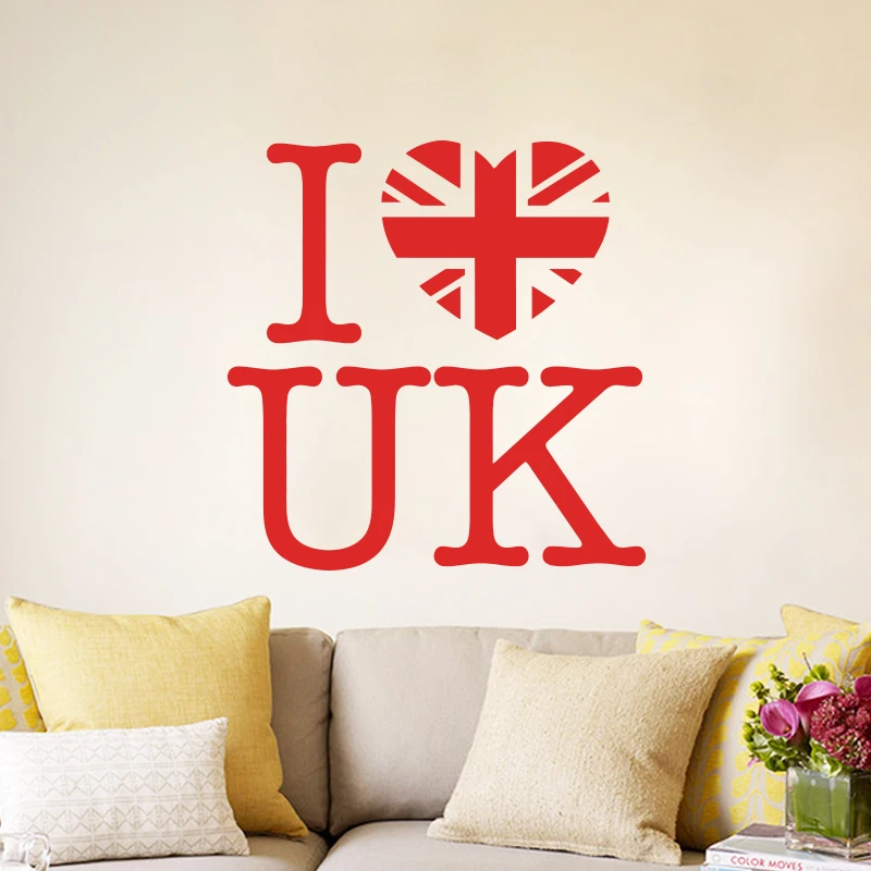 art design cheap home decoration pvc i love uk wall sticker