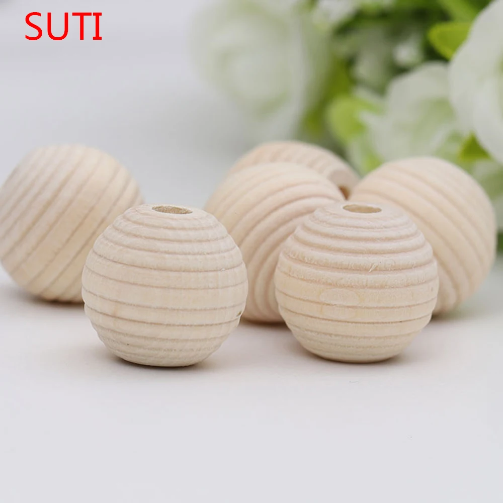 

Round Beehive Wood Bead 10 pieces 17mm No Varnish DIY Beads Necklace Bracelet jewelry making Baby Teether Wooden Teething Beads