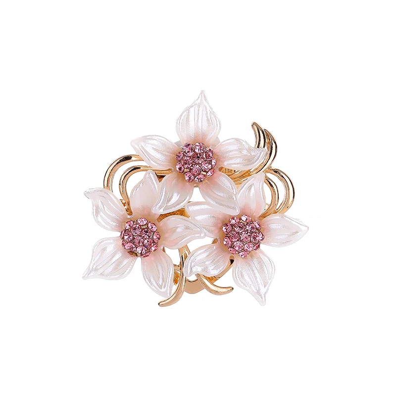

Dual Purpose Rhinestone Flower Brooches Resin Scarf Clip Garment Accessories