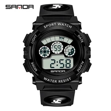 SANDA роскошный бренд мужские спортивные армейские электронные часы Дата водонепроницаемые часы для мужчин, Мужская модная повседневная электронные светодиодный свет часы
