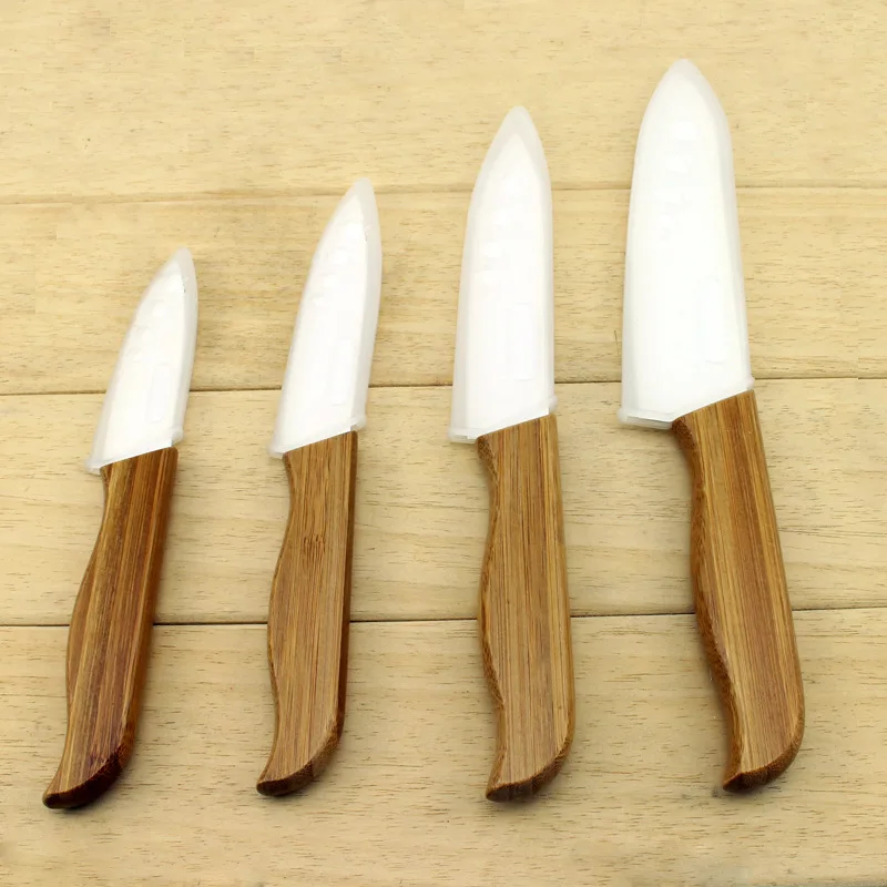 

High Quality Ceramic Knife Vegetables Knife Set 3" 4" 5" 6" inch Bamboo handle with white blade Ceramic knife kitchen tools