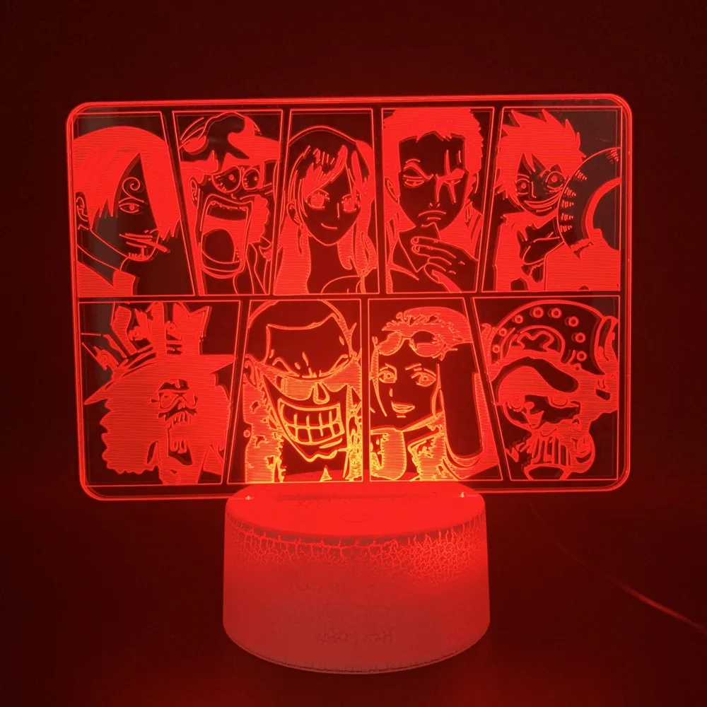Аниме One Piece Коллекция Персонажей 3D Led Night Light Лампа Офис Спальня Главная Декоративные