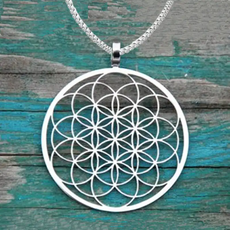 Collar De Semillas De La Vida Colgante Geometrico Flor Geometrica Sagrada De La Vida Collares Y Colgantes Con Caja De Cadena De 60 Cm Para Mujeres Flor De La Vida Colgante Flor De La