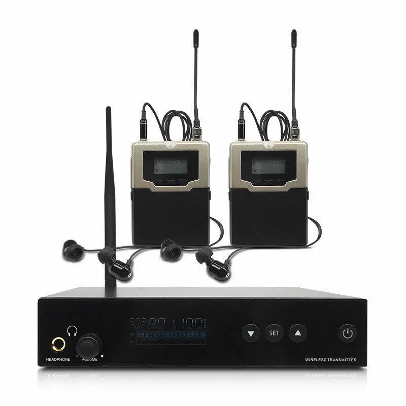 Selectable Frequency UHF Wireless Inear Monitor System with 2 Bodypack Receivers for Stage Performance | - Цена: 