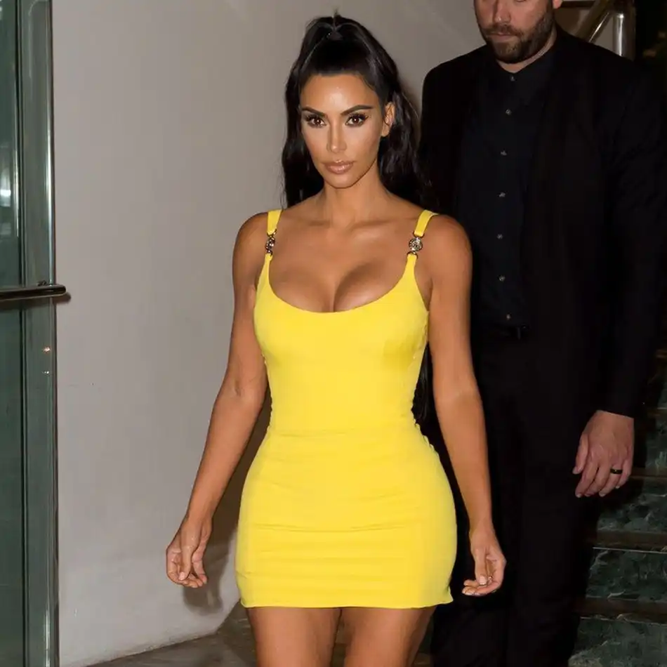 yellow tight sundress